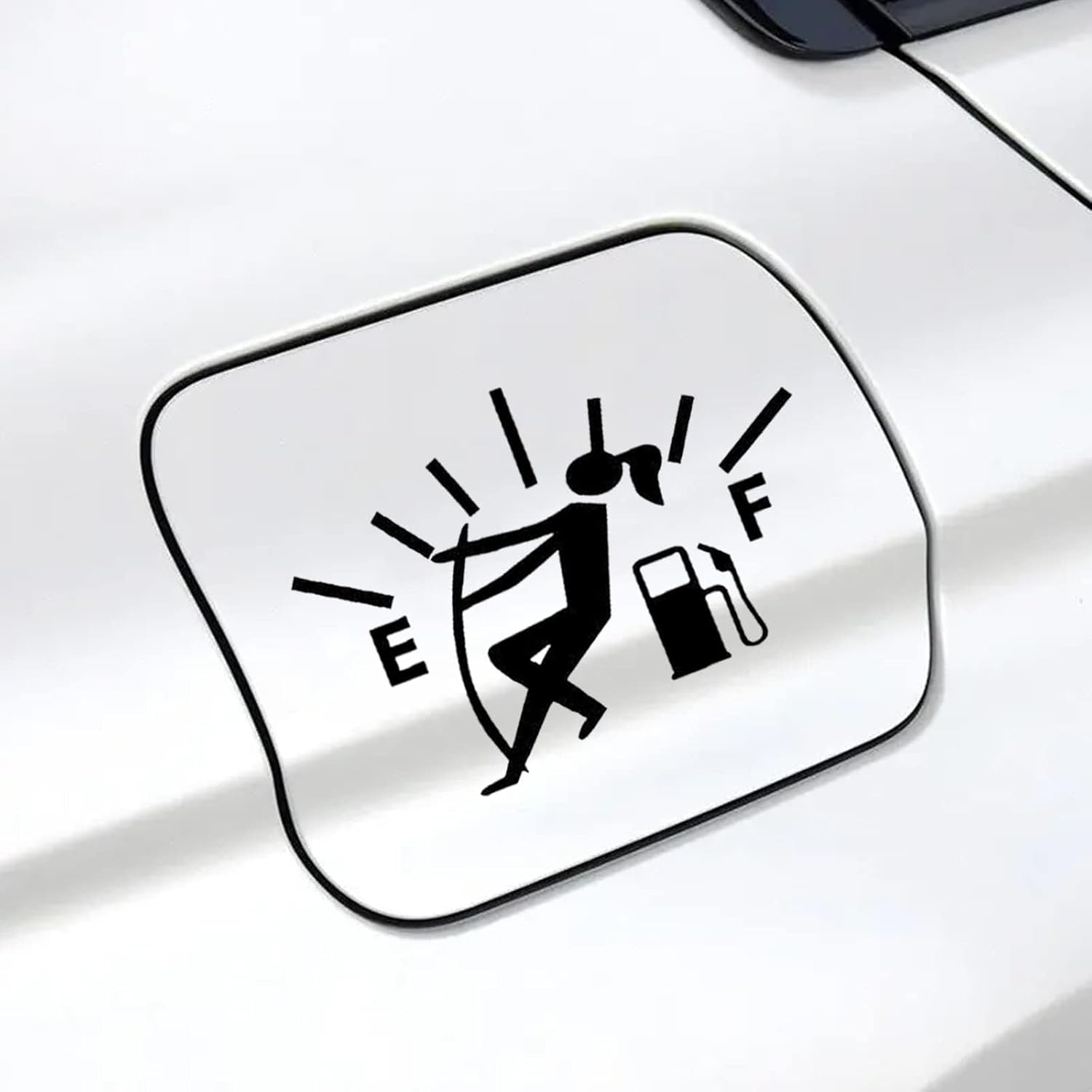Funny Car Stickers, High Gas Consumption Decal, Woman Adjusting Fuel Gauge Empty Stickers, Waterproof Fuel Gage Stickers for Cars, Motorcycles, Trucks, Universal Car Decals((1 Pcs- Black)