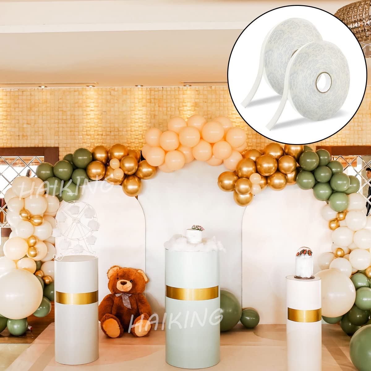 Double Sided Tapes, 2 Rolls White Foam Tape for Home, Office, Wall, Art Crafts DIY (Each Roll Is 1.5Cm/0.59In Wide and 10M/32.8Ft Long) image number 6