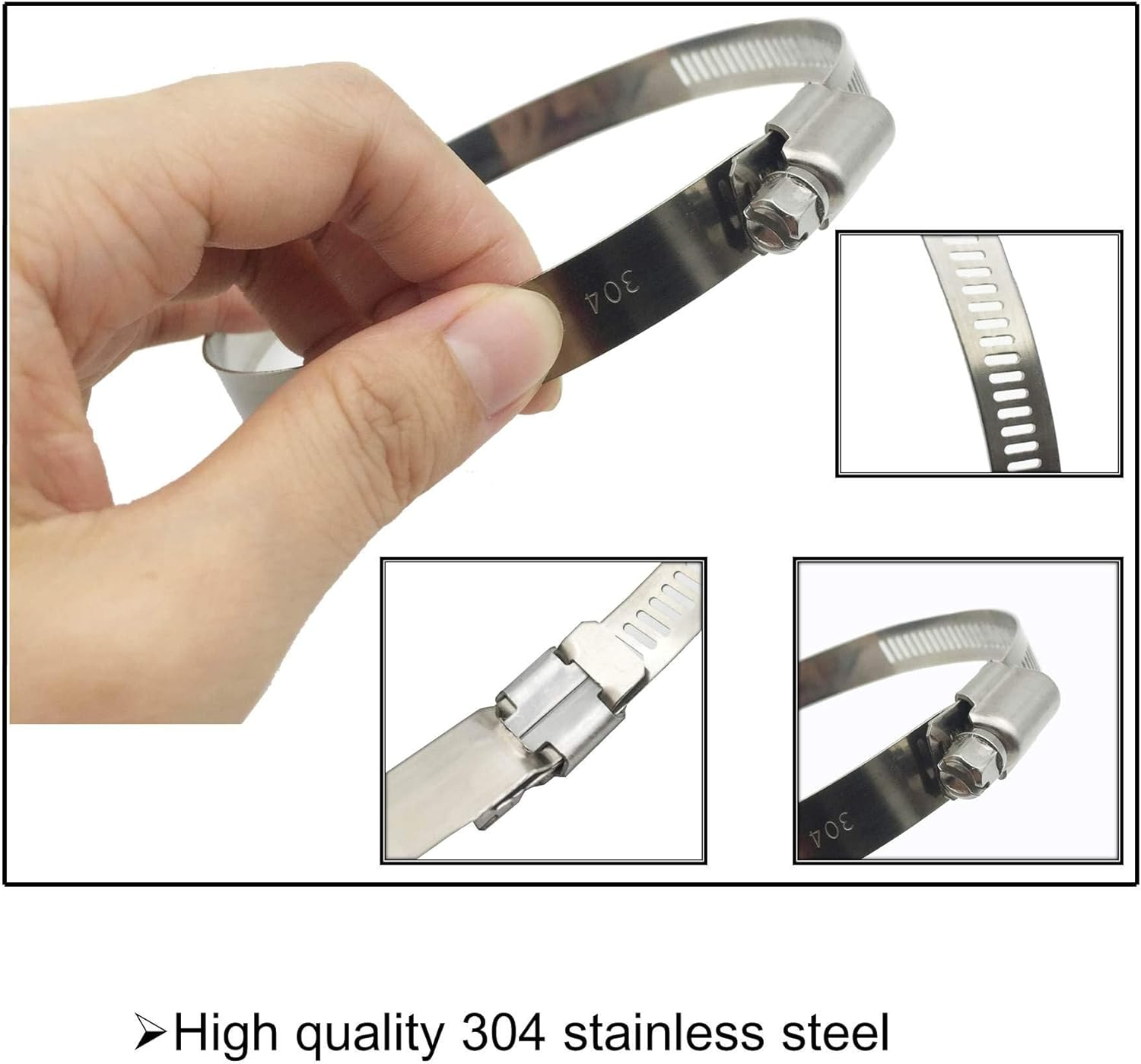 4" (Diameter) Adjustable 304 Stainless Steel Duct Clamps Hose Clamp Pipe Clamp Air Ducting Clamp Worm Drive Hose Clamps (4Pcs, 91Mm-114Mm)