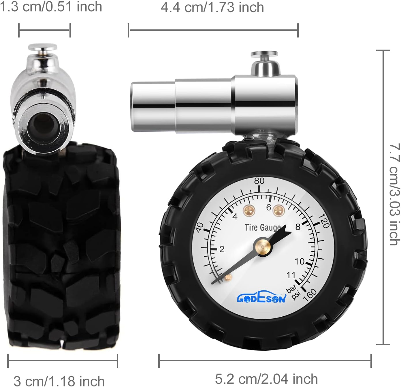 GODESON Presta Valve Bicycletire Pressure Gauge 0-160Psi and 0-11Bar image number 6