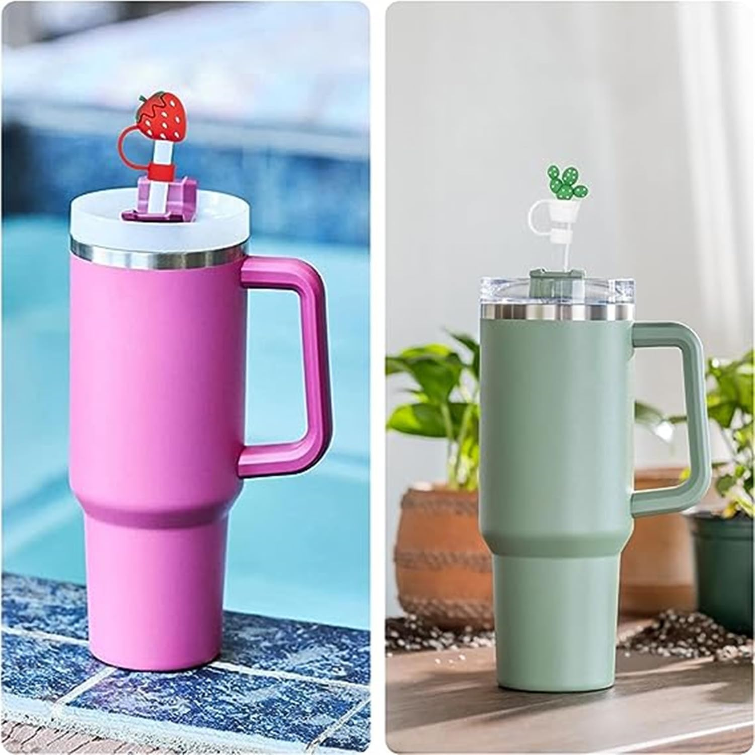 8 Pack Reusable Silicone Straw Covers - Dustproof & Splashproof, Cute Design Fits 8Mm/0.3In Straws, Bpa-Free Food-Grade Silicone, Eco-Friendly Straw Tips Protectors for Kids Adults, Dishwasher Safe image number 1