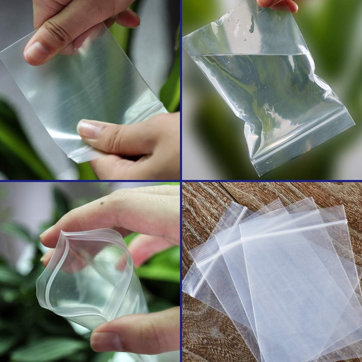 (9Cm X 13Cm) - 100 Clear Plastic Bags - Quality Resealable Grip Self Seal Polythene Ziplock Storage Bags (9Cm X 13Cm) (3.5" X 5") image number 1
