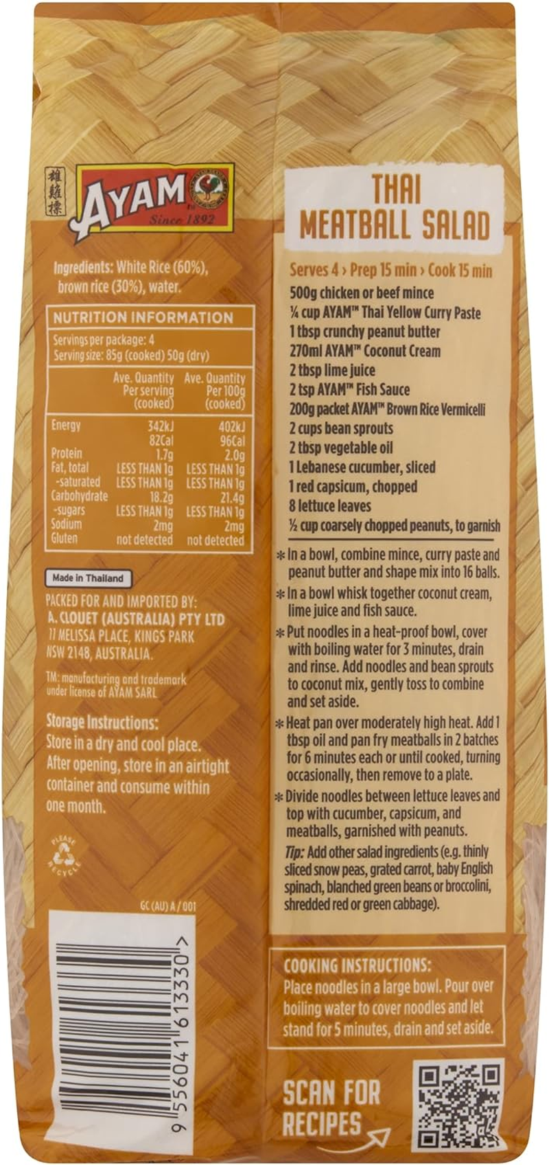 Ayam Brown Rice Vermicelli Noodles 6 X 200 G image number 3