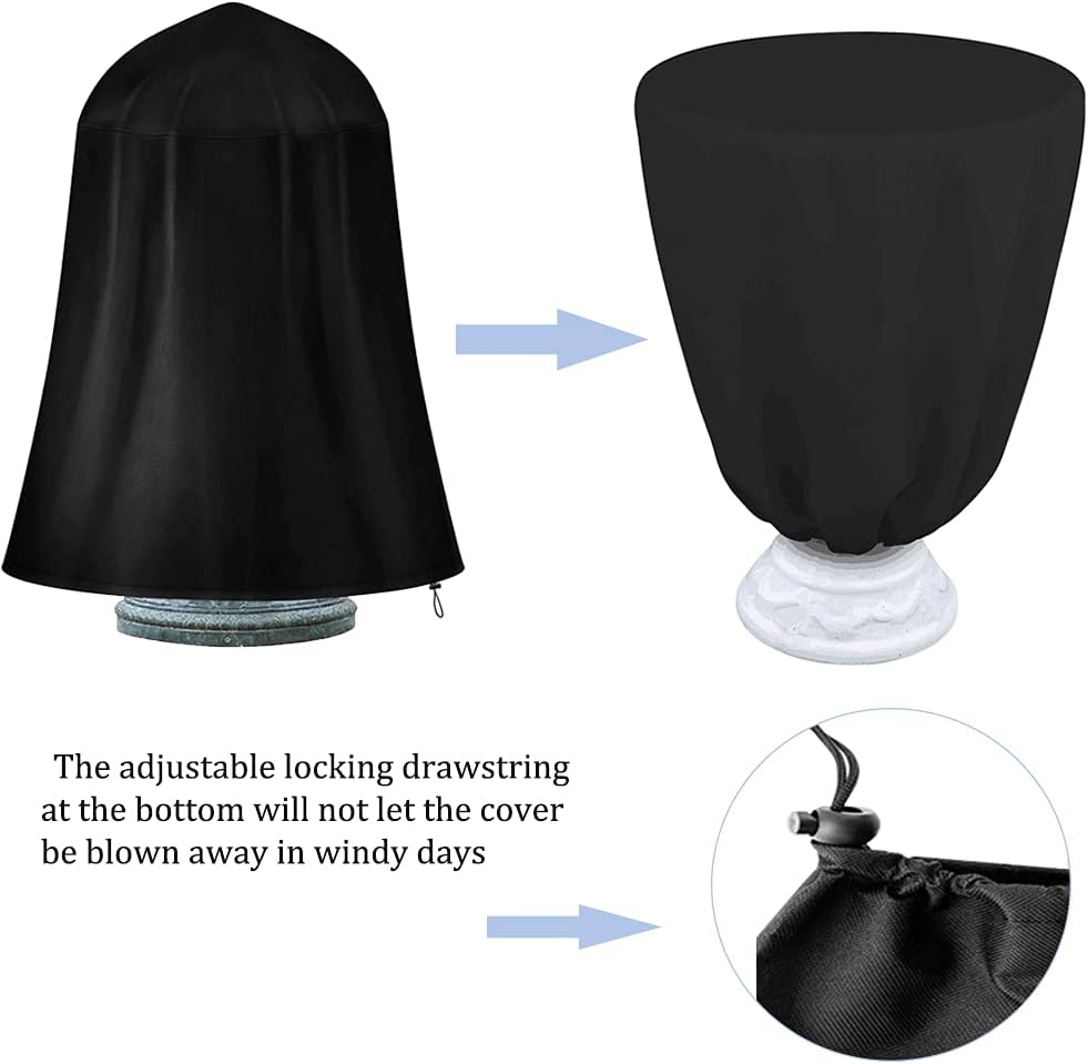 Outdoor Patio Fountain Cover 48" X 68" Waterproof Weather Resistant Protective Cover for Winter Outdoor Garden Fountain Statute Heavy Duty Fountain Cover with Adjustable Locking Drawstring image number 4