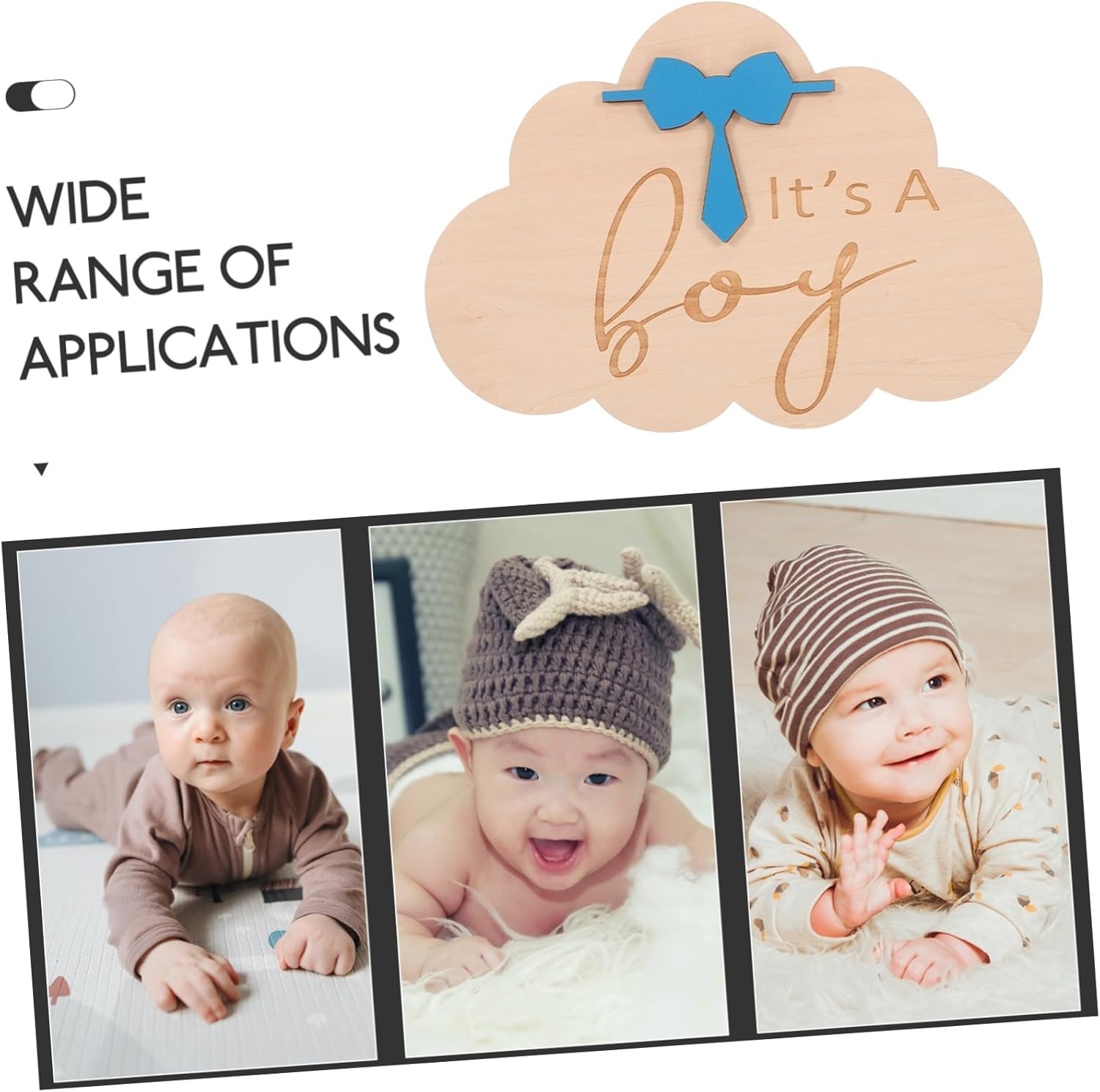 Wooden Birth Announcement Cloud Sign Name Nursery Decoration Newborn Photo Prop Natural Design for Safe Charming Memories image number 5