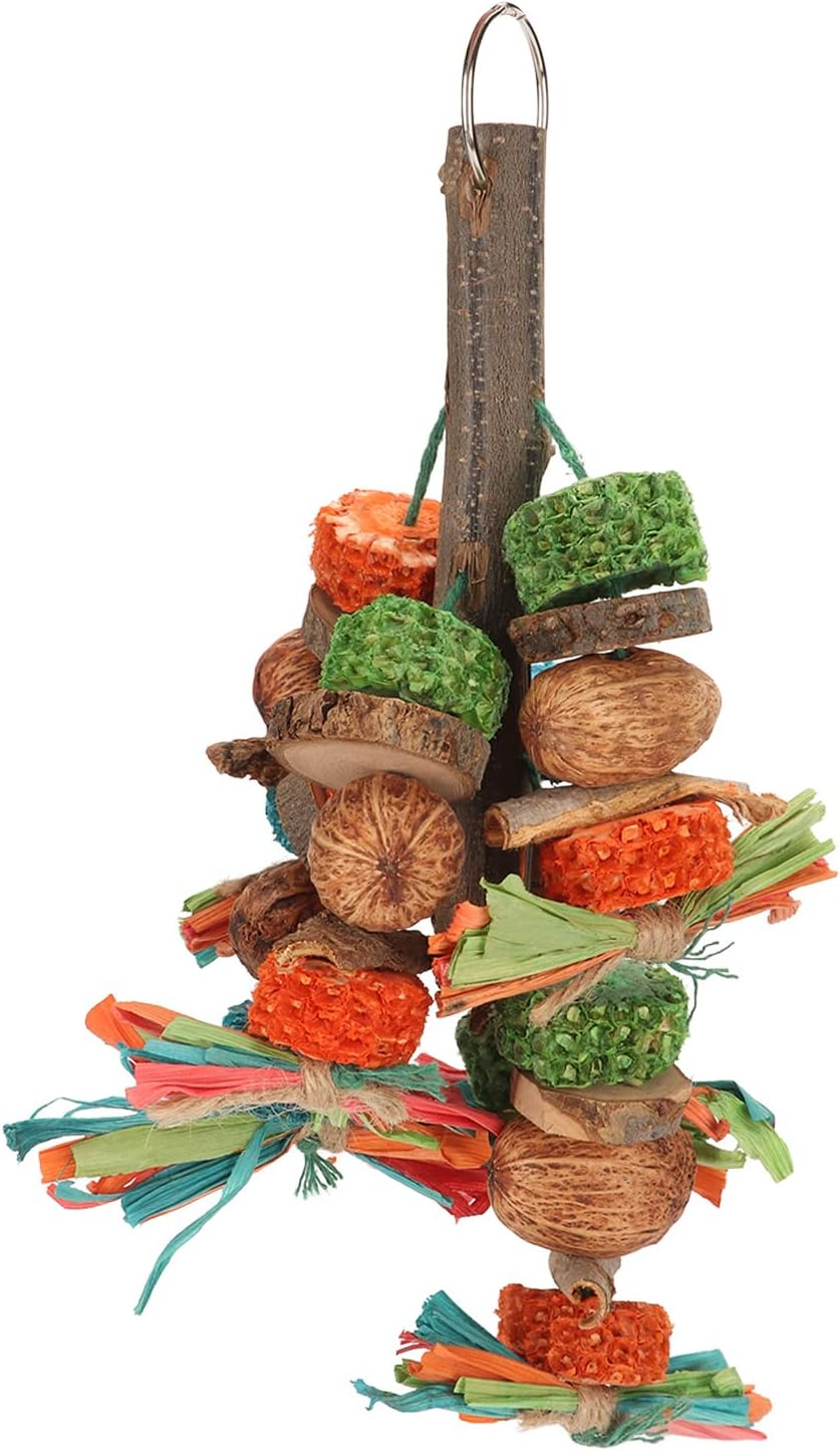 Parrot Chewing Toys, Natural Bark Corncob Nuts Parrot Toys, Bird Beak Trimmer, for Small and Medium Parakeets, Cockatiels, Conures, Budgies, Lovebirds
