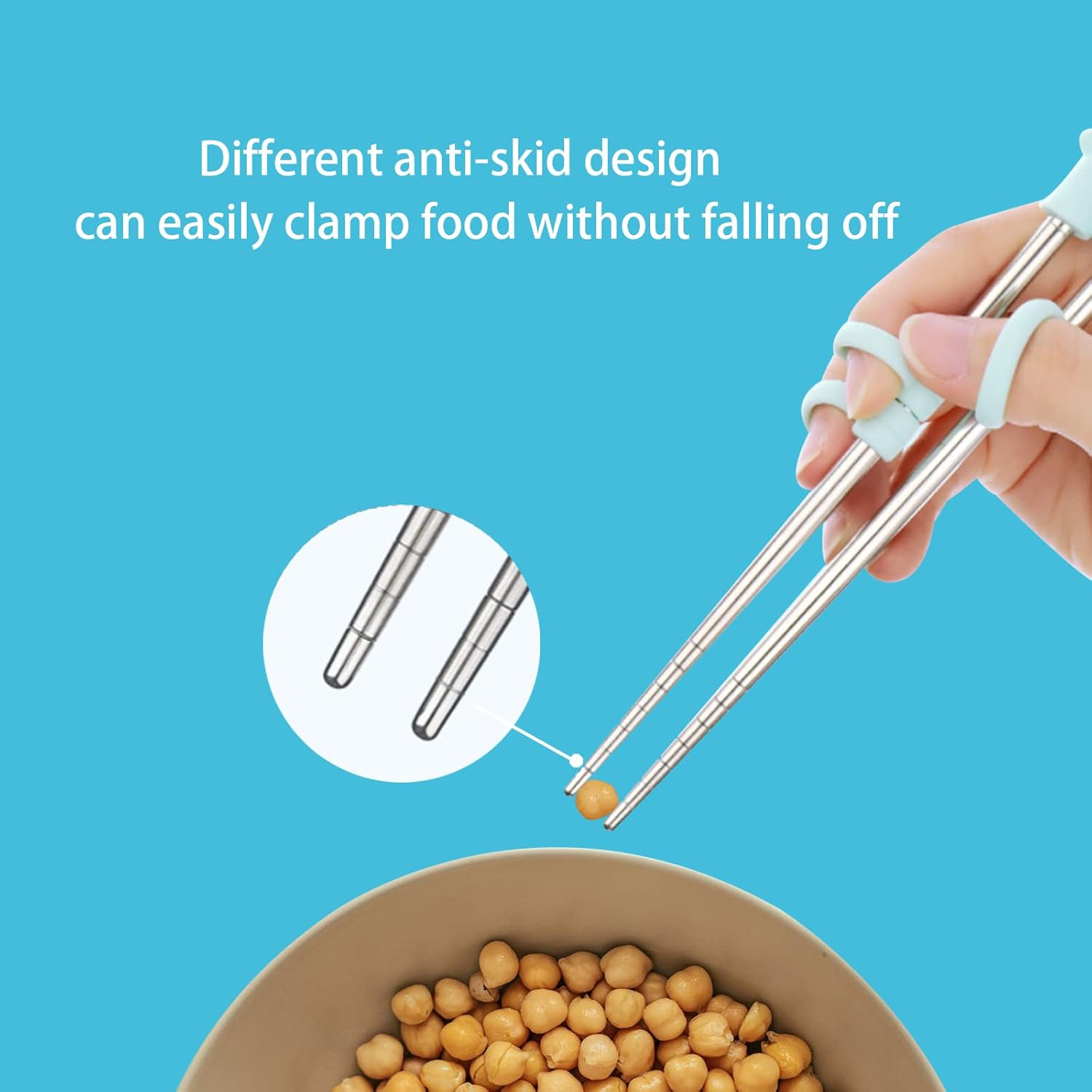 2 Pairs Training Chopsticks with Case Learning Chopstick Helper Stainless Steel Reusable Metal Beginner Chopsticks Pink and Blue image number 6