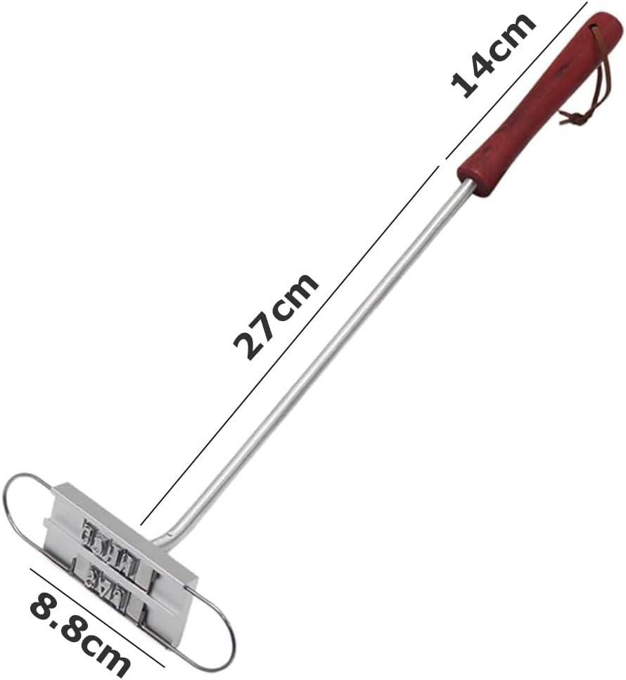 Grilling Iron with English Letters, Aluminum Alloy Steak Ferric, Long Handle Bake Tool, for Outdoor Grilling Steaks, Cakes, Home Gardening