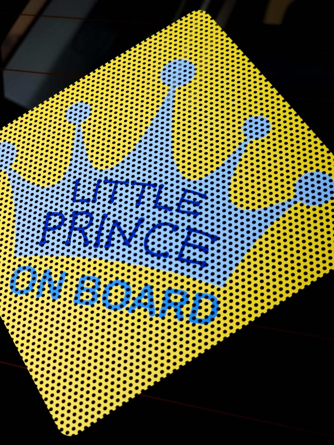 Baby on Board Car Sticker, Little Prince on Board Perforated Car Decal, See-Through Safety Sign, Strong Adhesive, High Visibility Yellow Design, Ideal for Family Vehicles (2-Pack) (Yello/Blue) image number 5