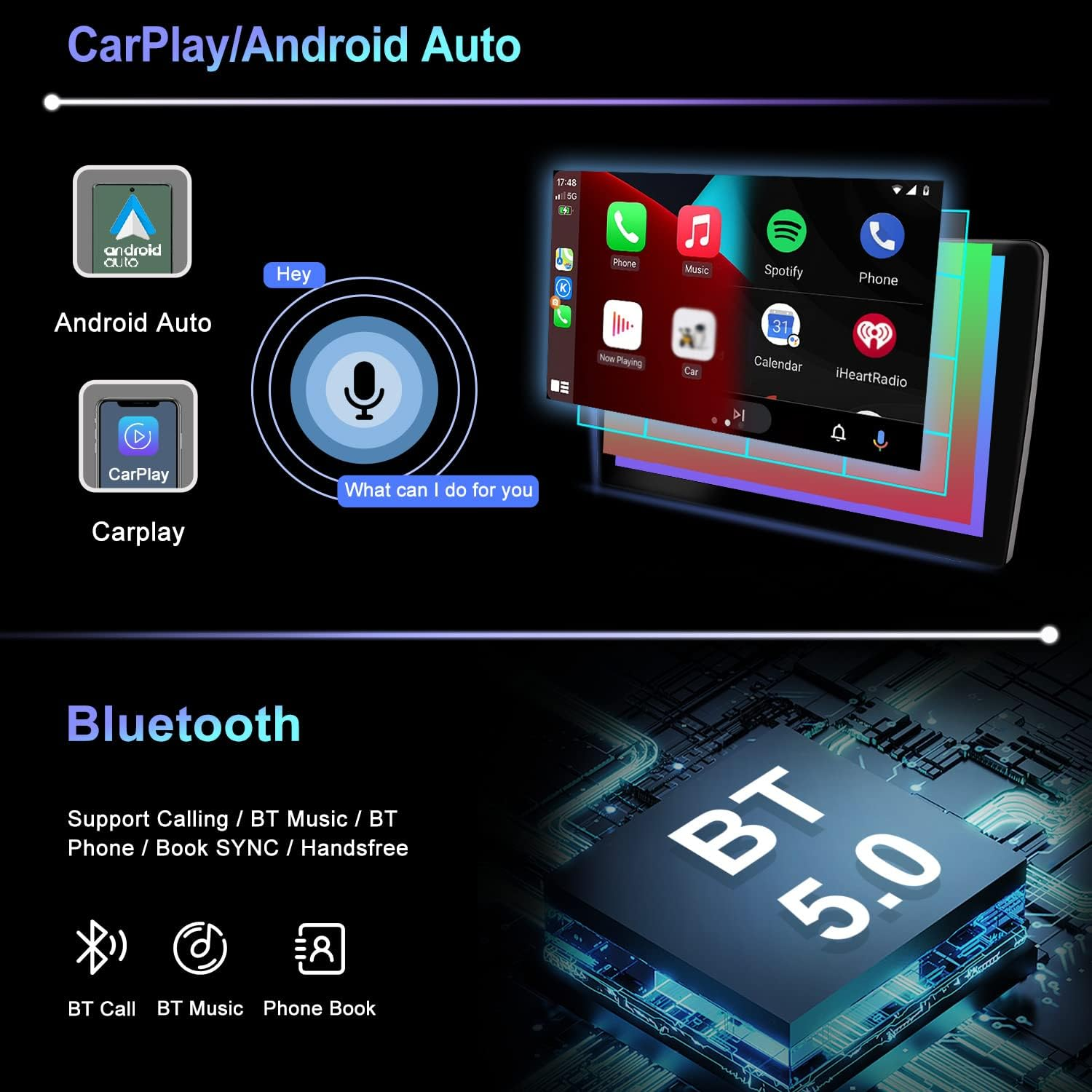 2G+32G Android14 Car Stereo for Honda Civic RHD 2006-2011 with Carplay Android Auto,10.1'' IPS Touchscreen Car Radio with Wifi,Gps Navigation,Bluetooth,Fm/Rds,Swc,Backup Camera image number 3