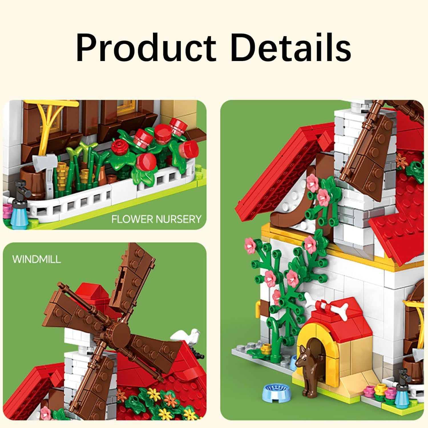 WOMA Farm House Building Toy, 720 PCS Farm Animals Building Block Set, Farmhouse with Horse for Girls and Boys, Creative Farm Educational Toys Present for Kids Ages 6+ image number 3