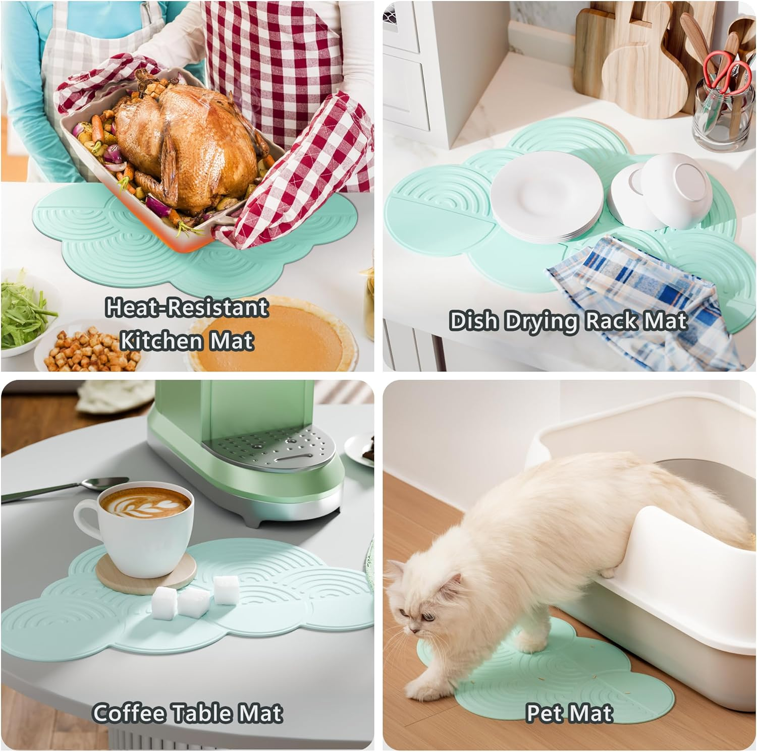 Li&Zhao Dish Drying Mats for Kitchen Counter - Dish Mat Drying Kitchen Mat Silicone Drying Mat Silicone Mats Dish Rack Mat Dish Drainer Mat image number 4