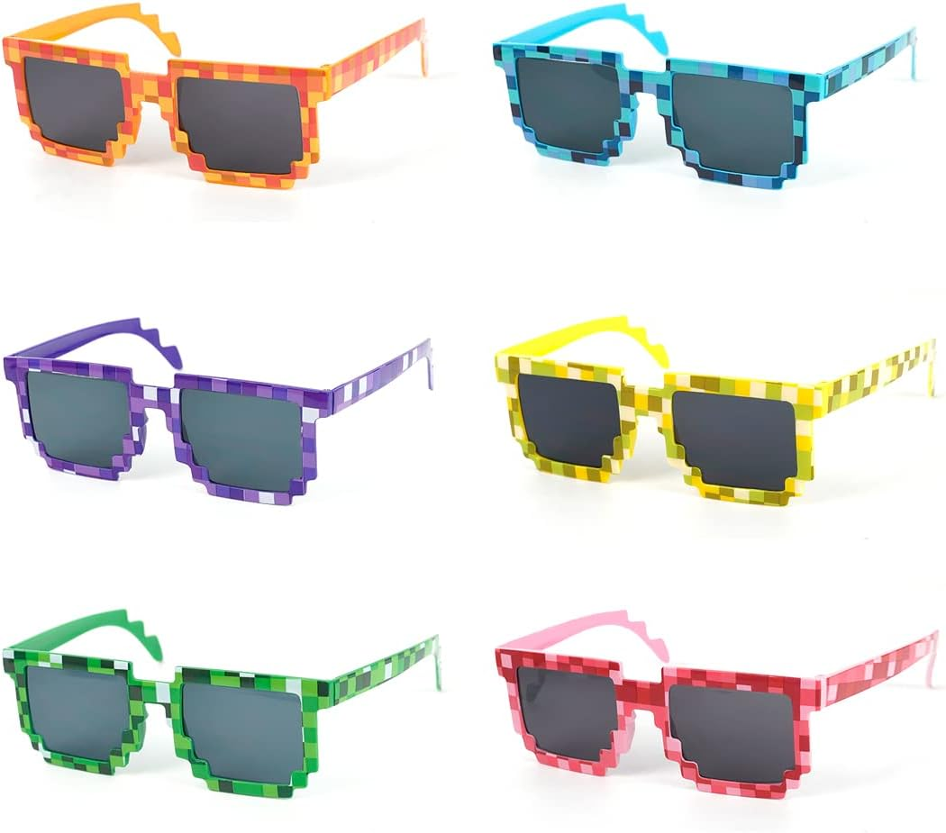 O-Kinee Pixel Mosaic Glasses, MLG Glasses, Pixel Glasses, Sunglasses, Funny Toy, Mosaic Sunglasses, Ideal for Parties and Fancy Dress