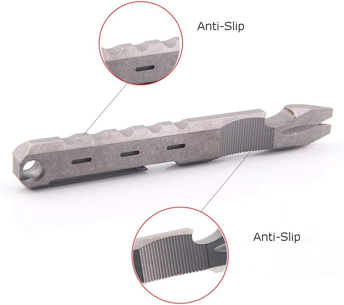 Hamans Titanium EDC Pry Bar with Nail Puller Bottle Opener Function with Pocket Clip EDC Tool (Grey) - Multicolor image number 6