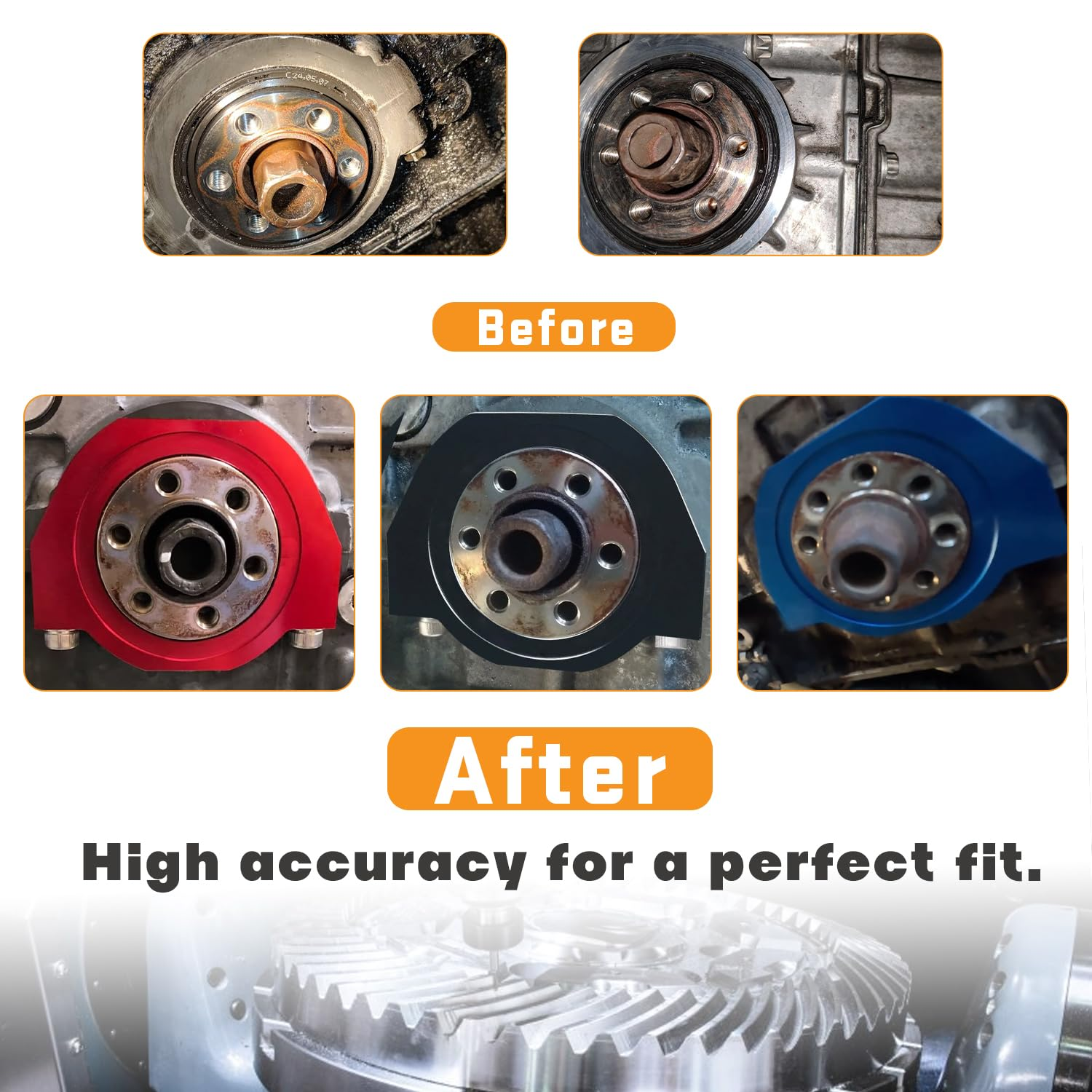 Crank Seal Guard Serpentine Belt Protection Guards Bracket Compatible with BMW 335I 535I 135I N54 N55 N52 S55 Red - Black image number 5