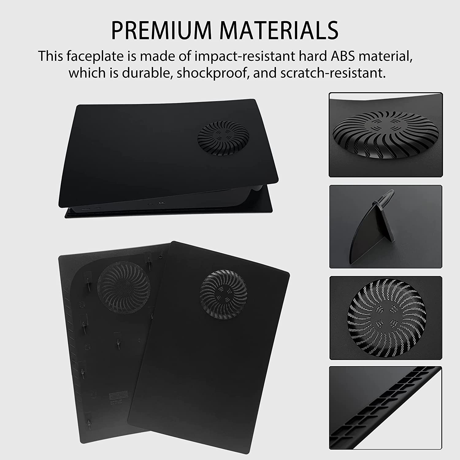 PS5 Faceplate with Cooling Vents and Dust Filter for Digital Edition DOBEWINGDELOU PS5 Face Plate Console Cover Replacement Side Plate Shell Dustproof Accessories ABS Case Black