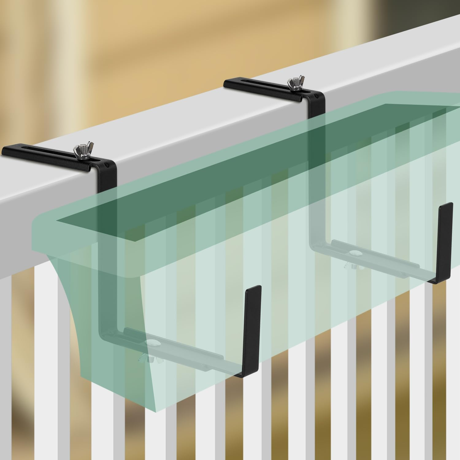 Adjustable Planter Box Bracket (Set of 4), Brackets for Window Boxes Planters, Planter Shelving with Adjustable Size the Width of the Bottom of the Planter Box- Great for Garden Fence, Balcony. image number 1