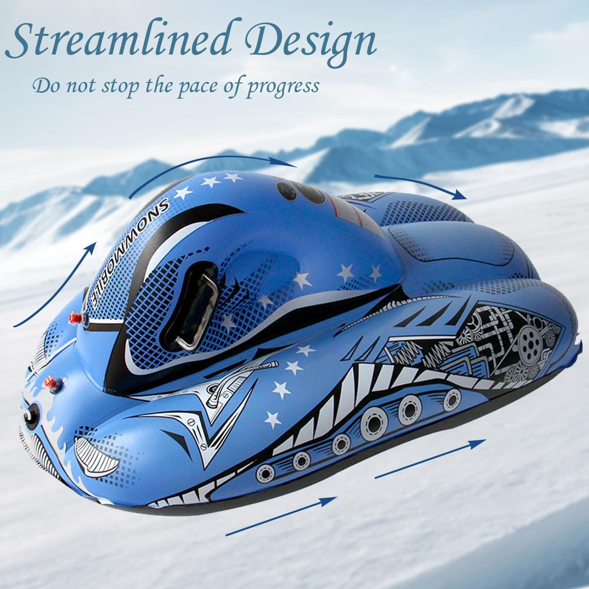 Baiao Snow Tube Inflatable Snow Sled Heavy Duty Snow Toys for Kids and Adults, Inflatable Snow Tube Winter Outdoor Toys(Ski Motor Boat) image number 4