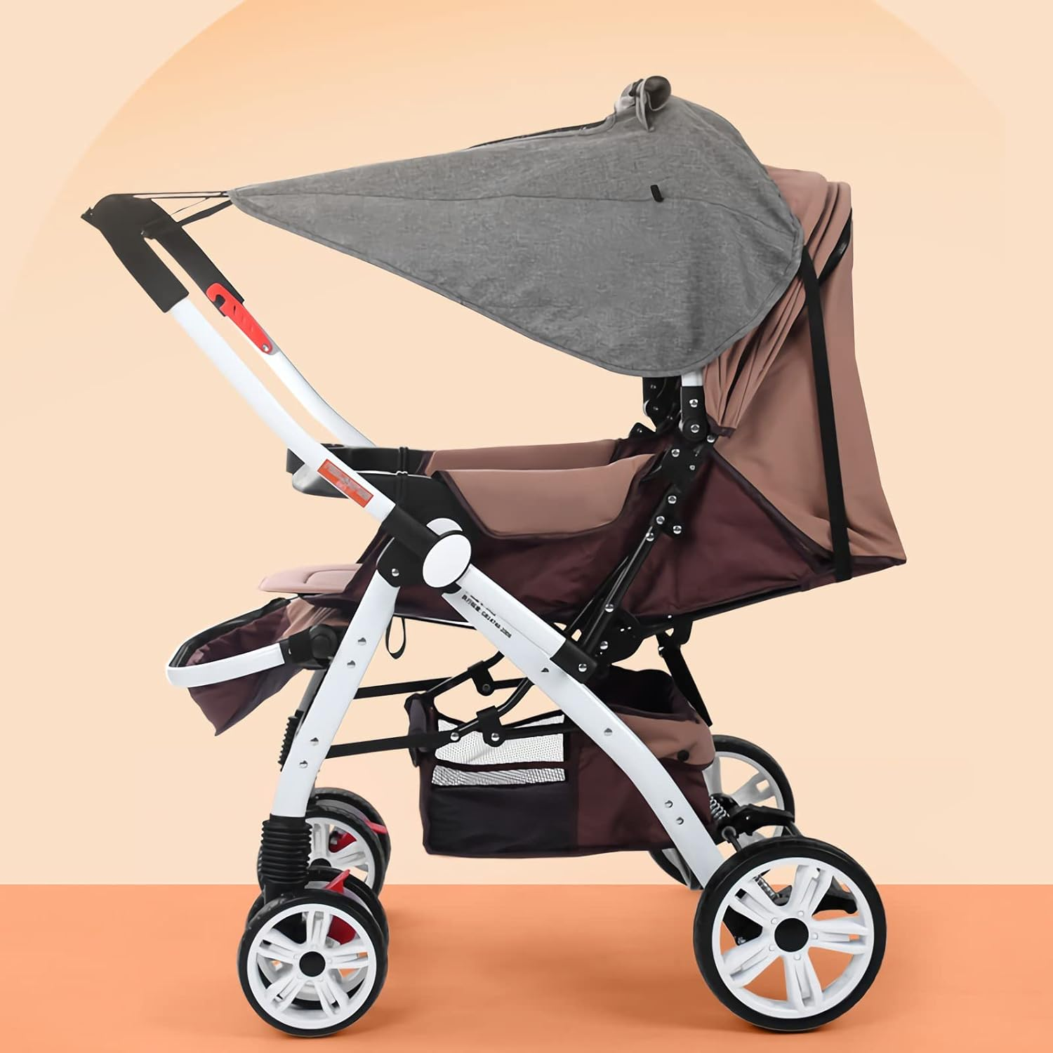 Pram Sun Shade Cover Universal Baby Stroller Awning UPF50+ Pushchair Buggy Sun Canopy Waterproof Windproof Baby Carriage Umbrella Sun Shield UV Protection Infant Carrycots Sun Visor Skylight Design image number 2