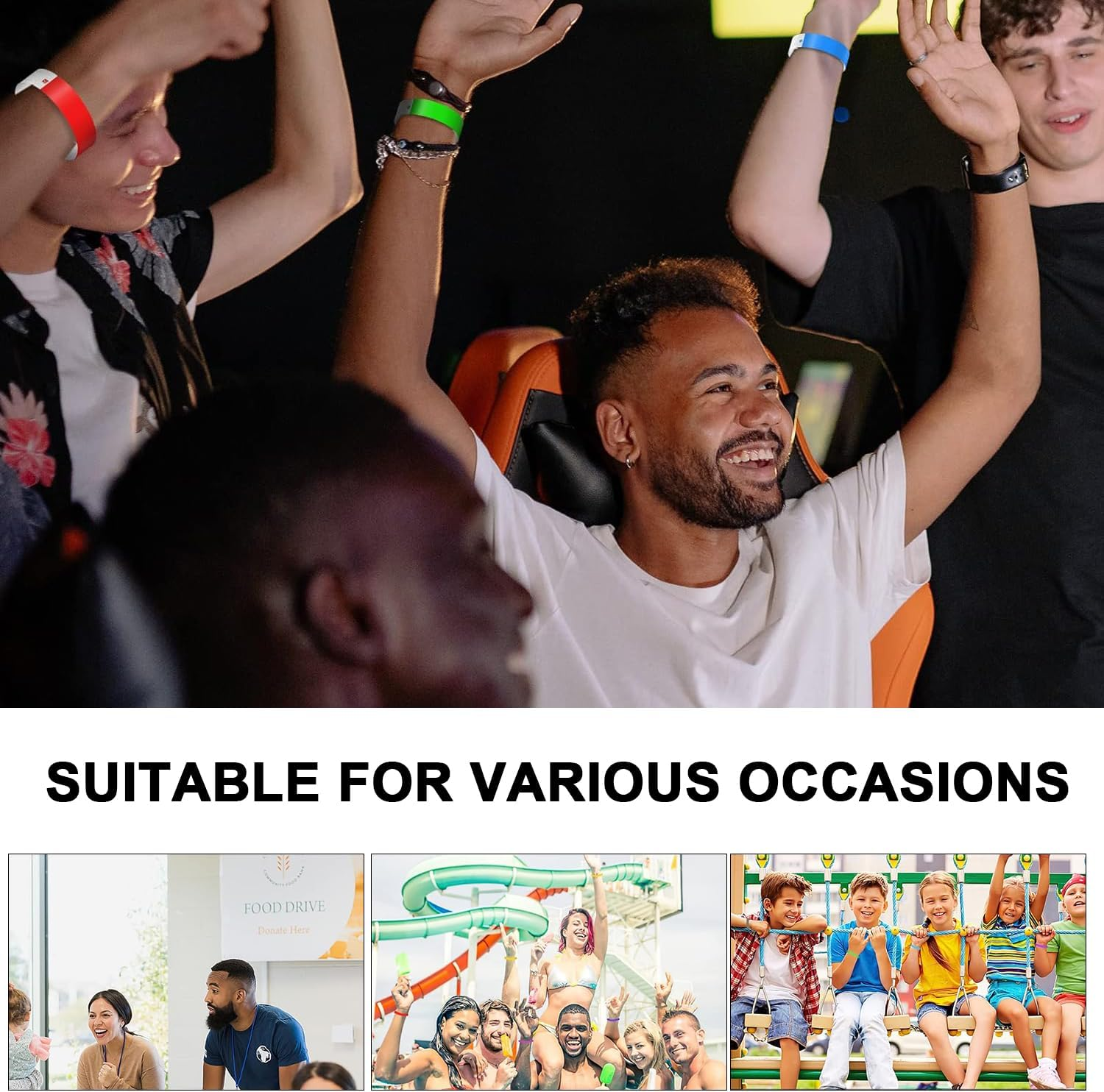 1000 Pieces Colorful Event ID Wristbands Colorful Tyvek Waterproof Paper Wristbands Party Wristbands Wristbands Bracelets for Events, Bars, Concerts. (100 Pieces)