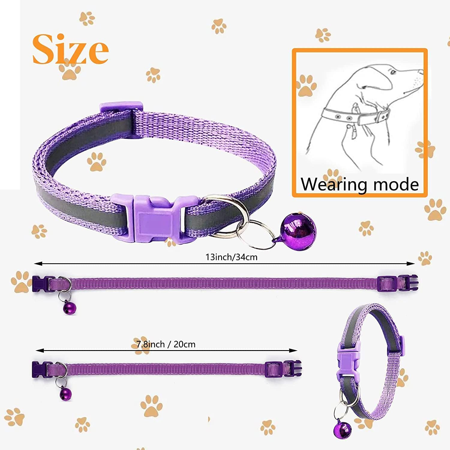 Cat and Dog Identification Collar with Bells and Reflective Identification Dog Collar, Super Soft Adjustable Nylon Reflective Identification Collar for Newborn Pets and Small Dogs.；；12-Piece Cat Collar Set with Bell and Safety Buckle, Width 7.5/13 Inches, Soft Adjustable Kitten Collar, Cute Pet Collar for Dogs and Cats image number 1