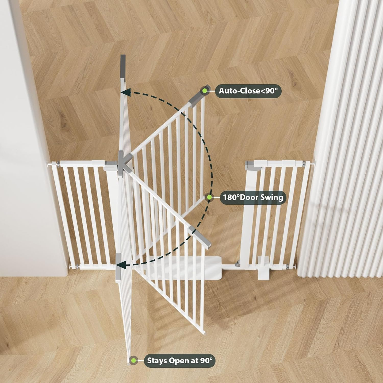 130Cm Extra Tall Cat Gate for Doorway, Auto Close Baby Gate Pet Barrier No Drill, 76-83Cm Widepressure Mounted Dog Gate Indoor(White) image number 3