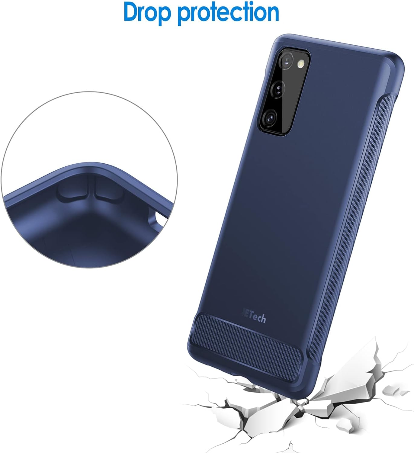 Jetech Slim Fit Case for Samsung Galaxy S20 FE 5G 6.5-Inch, Thin Phone Cover with Shock-Absorption and Carbon Fiber Design (Blue) image number 4