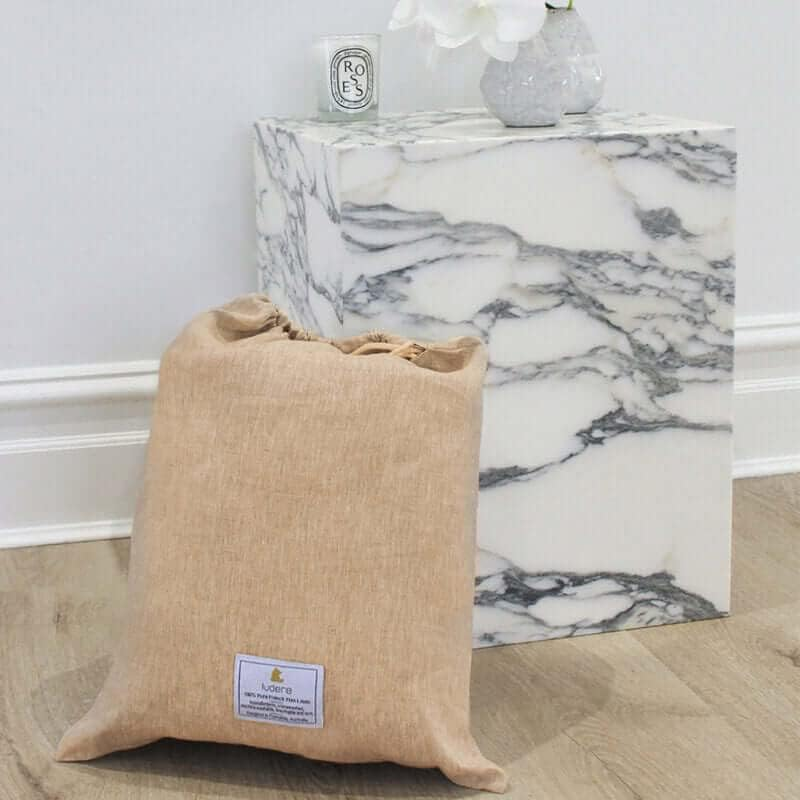 Ludere Baby Play Mat round | Premium 100% French Linen Playmat for Babies & Toddlers | Tummy Time Mat | Ultra-Soft, Non-Toxic, Hypoallergenic & Quilted Comfort | 120 Cm (Natural) - Natural image number 4