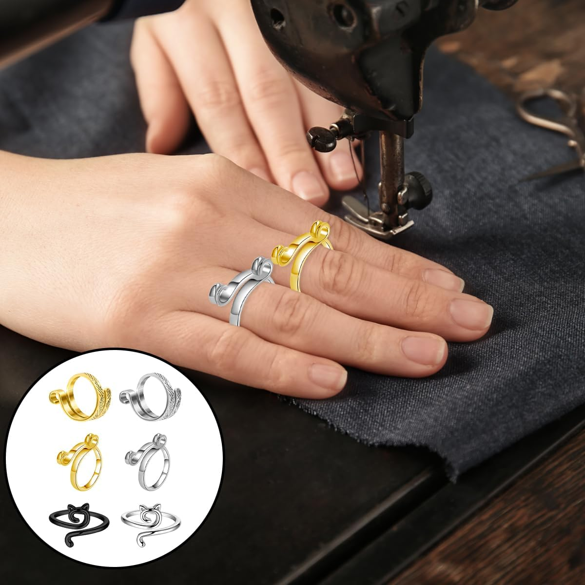 WELANE Knitting Ring, 6 PCS Adjustable Metal Open Crochet Ring for Hand Weaving, Hook Line Supplies, Crocheters (6 Kind) image number 6