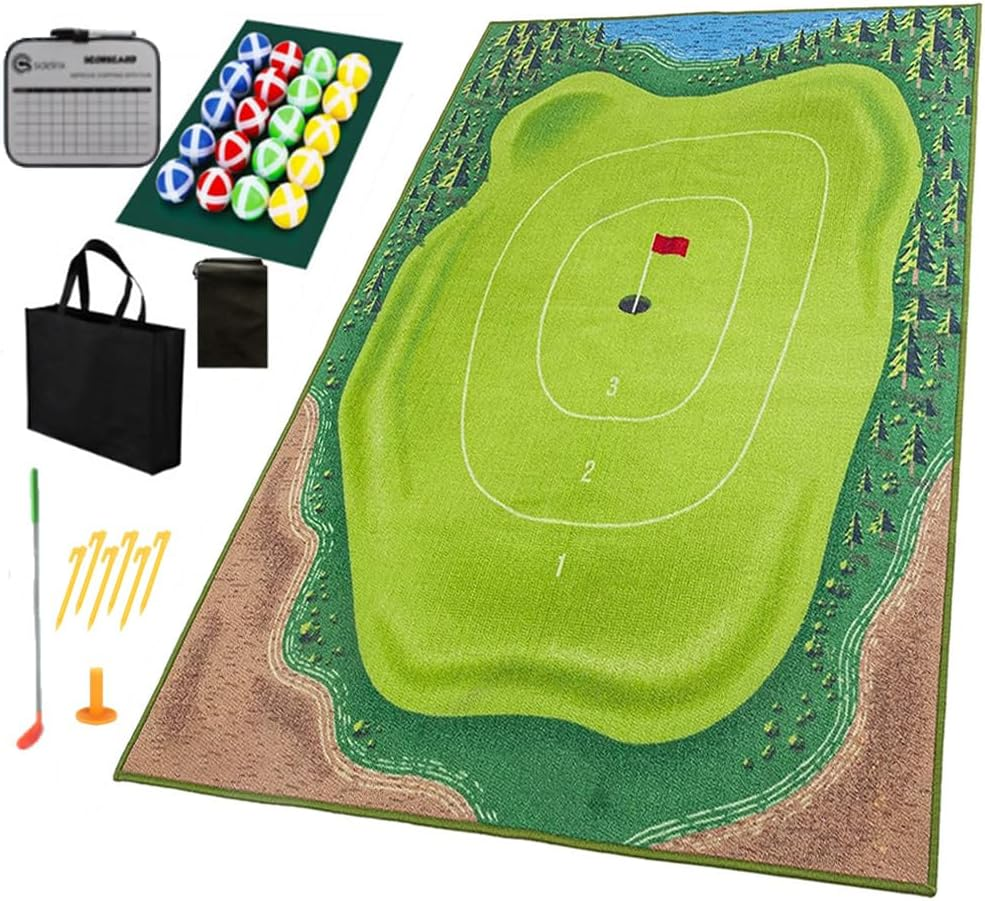 Golf Chipping Game Mat Set, Golf Chipping Practice Mat with Golf Ball, 47" X 70" (120Cm X 180Cm) Golf Game Outdoor Indoor Hitting Mat for Home Backyard Playground (No Clubs) image number 5
