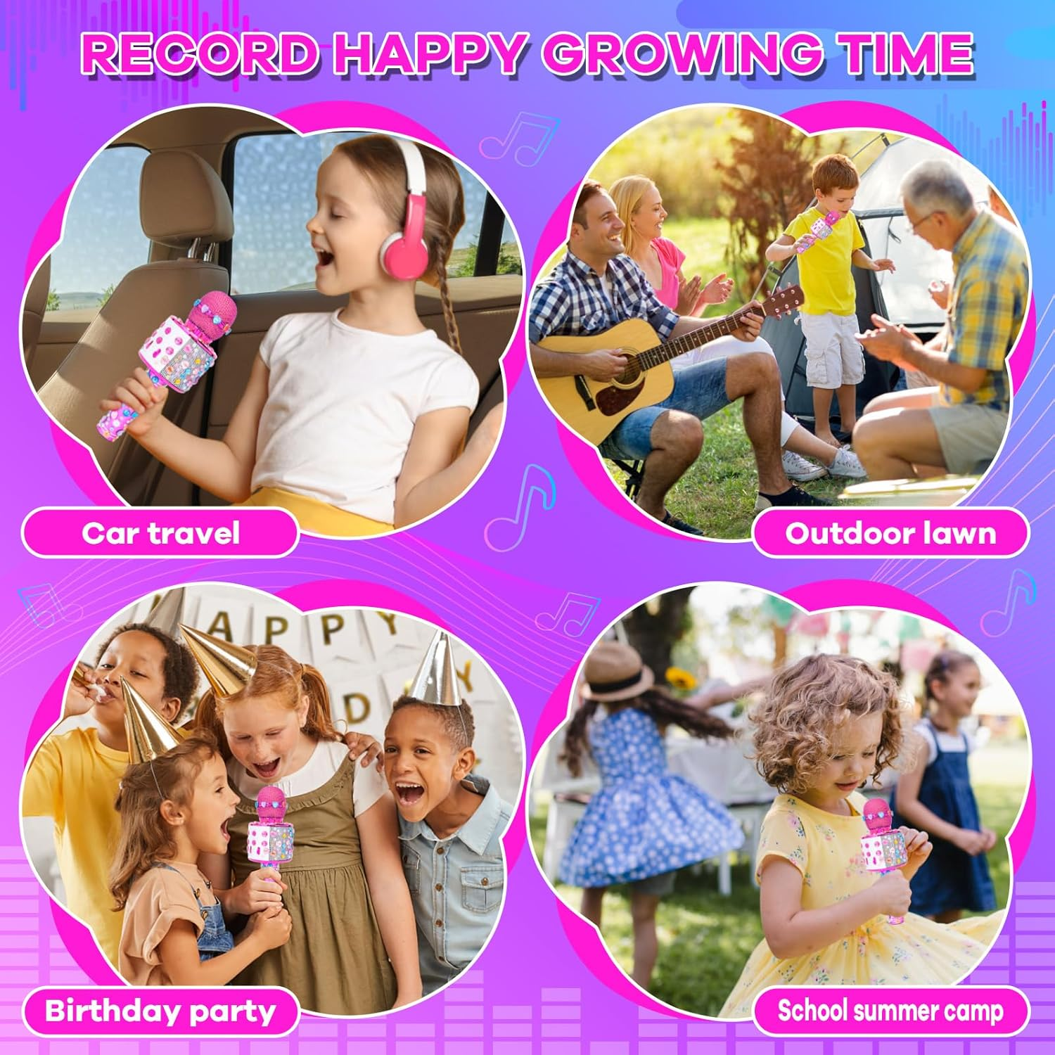 Girls Toys for 5-12 Year Old Girl Kids, Craft Kits for Kids Microphone Toys for 6-12 Year Old Toddler Boy Bluetooth Singing Microphone Birthday Present Age 6 7 8 9 10 Children Karaoke Pink MIC image number 2