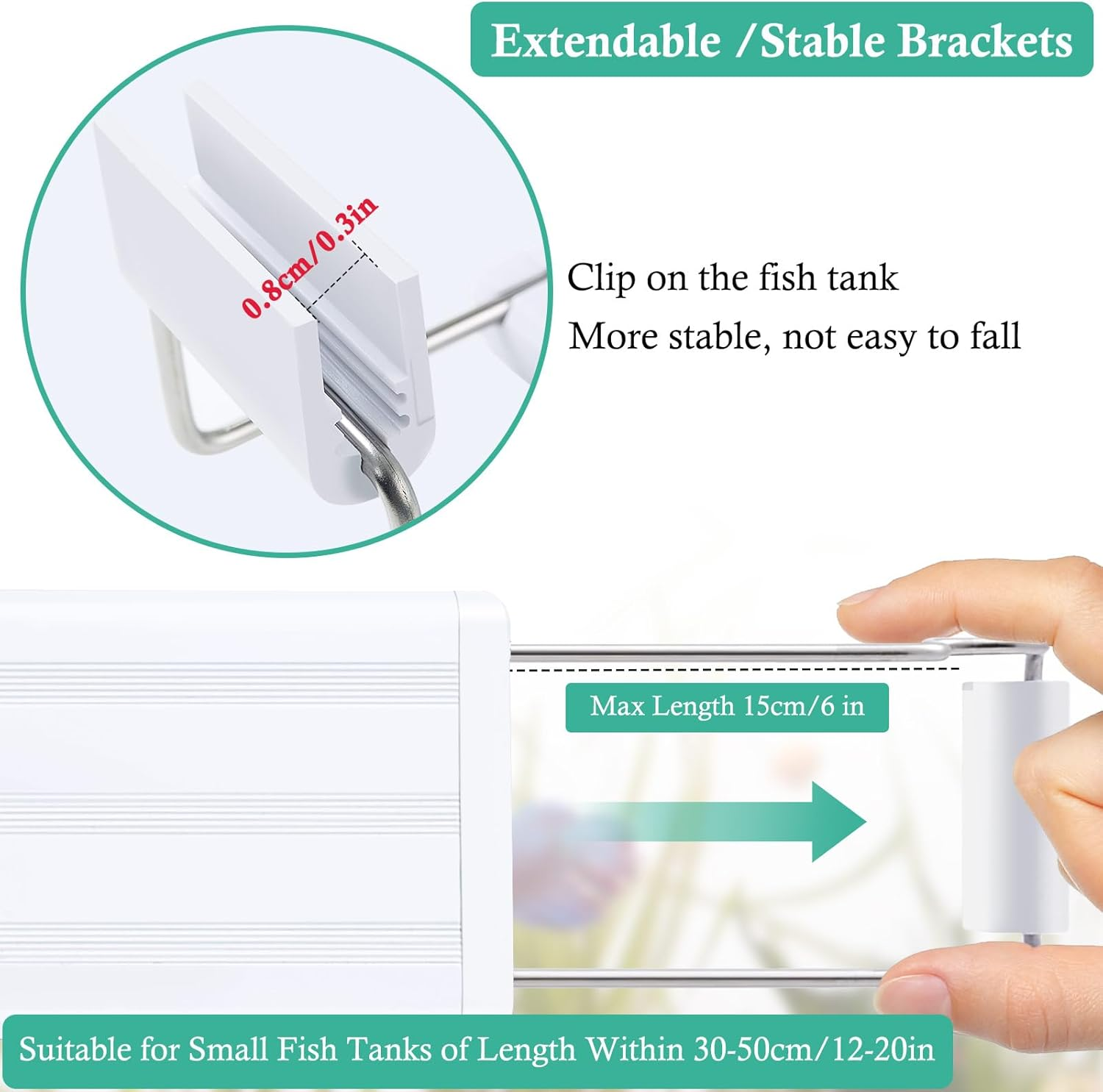 LED Aquarium Light with Timer, Full Spectrum LED Aquarium Plant Light, Classic LED Fish Tank Light with RGB Leds, with Stable Extendable Brackets (60-80Cm) image number 1