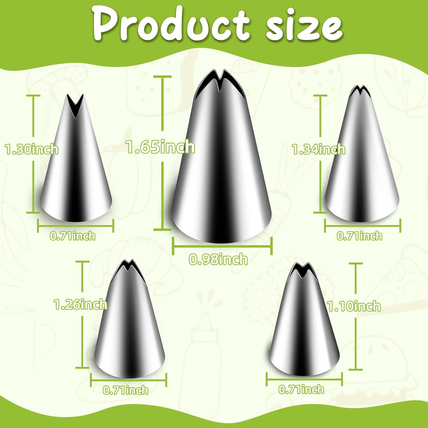 Suuker 5 Pieces Leaf Piping Tips,Stainless Steel Cake Decorating Tips, Frosting Icing Tips for Cupcakes, Cake, Cookie and Decorating（67 68 70 352 113） image number 3