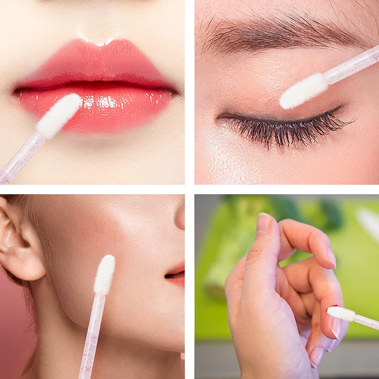 Tbestmax 600 Disposable Mascara Wand and Lipstick Applicator Wands Crystal Lip Gloss Brush Lash Spoolies for Eyelash Extensions image number 2