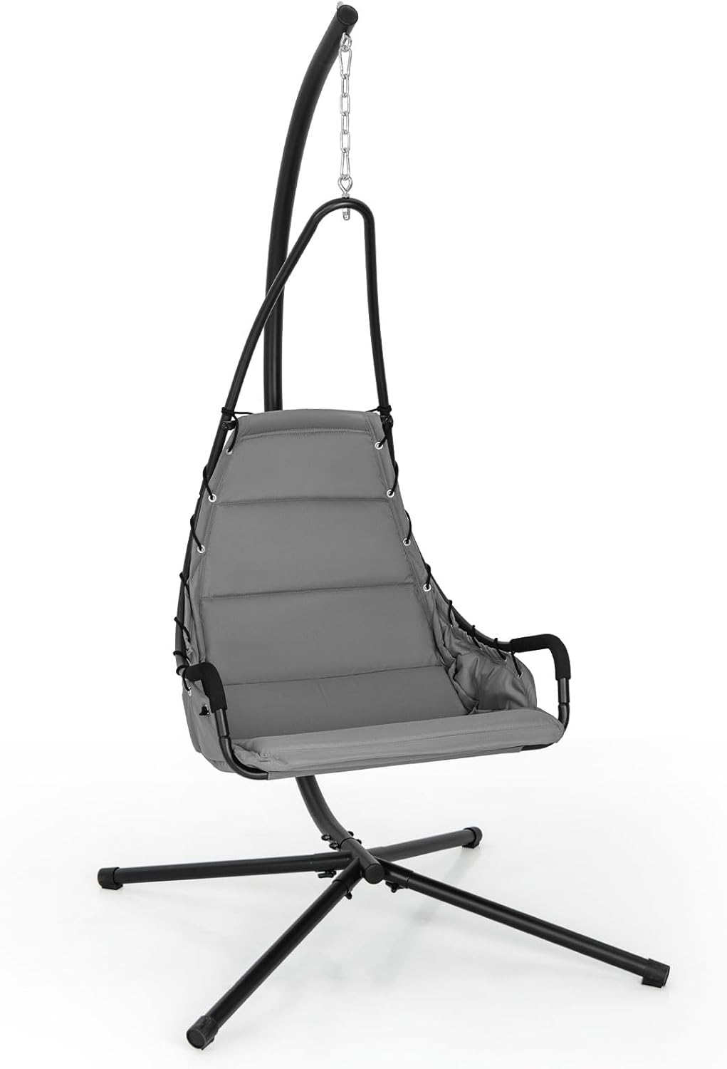 Costway Hanging Chair W/Stand, Hammock Swing Chair W/Extra Large Padded Seat, Heavy-Duty Metal Frame, Indoor Outdoor Hammock Chair for Porch, Backyard, Living Room image number 6