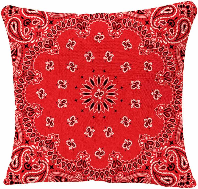 IBILIU Throw Pillow Covers Red Western Bandana Cushion Pillow Case Home Decor Pillowcase 18X18 Inches image number 4