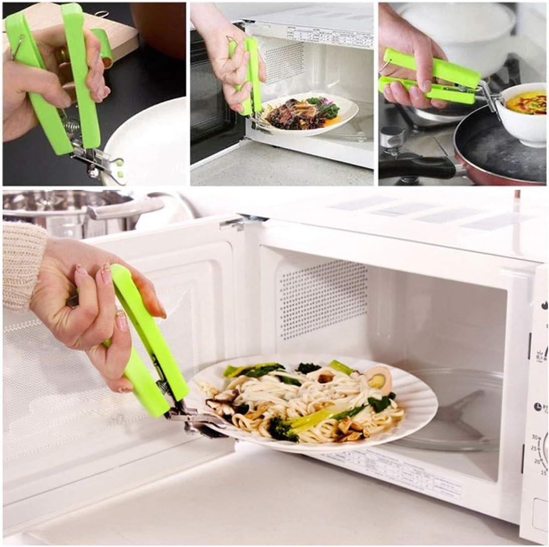 Bowl Gripper Clip Retriever Tongs for Lifting Hot Dishs Bowl Pot Pan Plate from Instant Pot, Microwave, Oven, Air Fryer, Silicone Handle Kitchen Tool (Black+Blue, One Size) image number 2