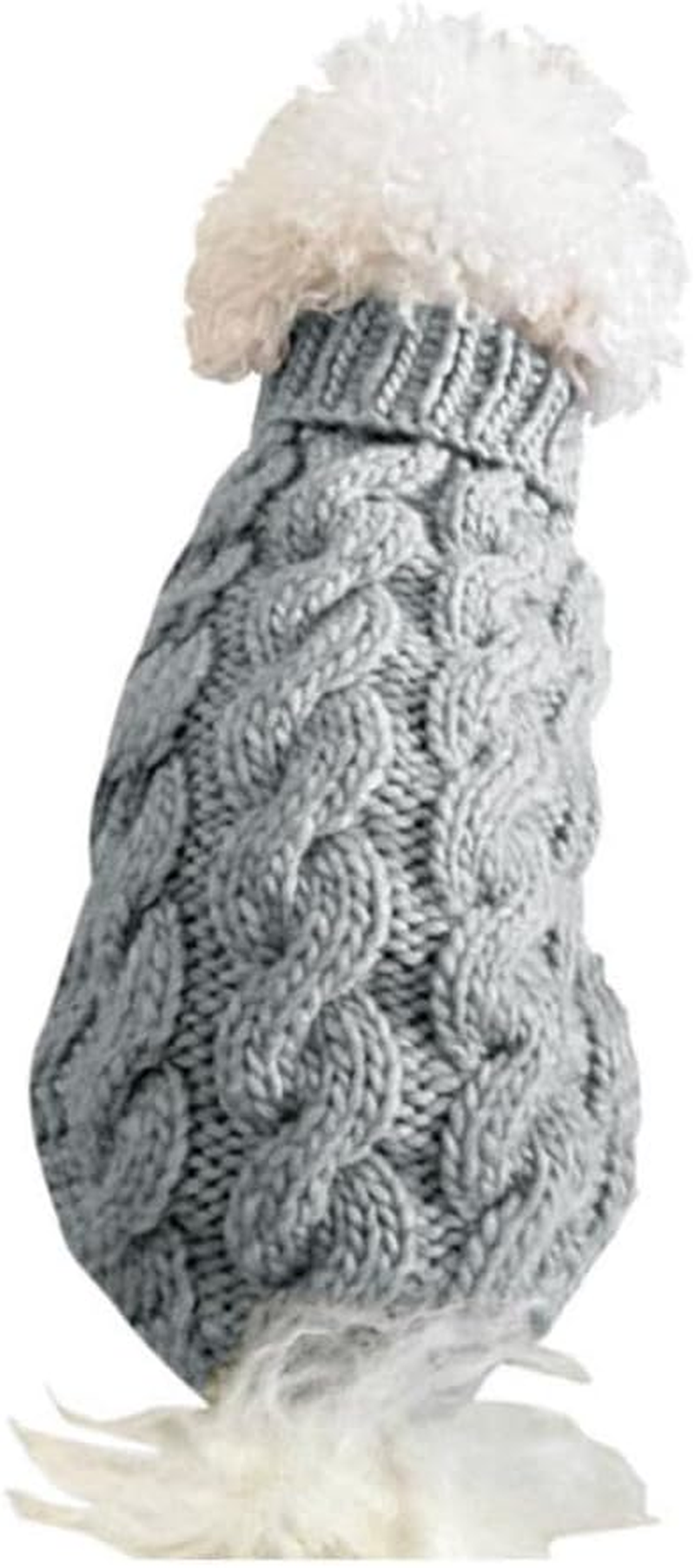 Turtleneck Sweater for Dogs - Gray Cable Knit Pullover &ndash; Warm Puppy Clothes (Grey, M) image number 5