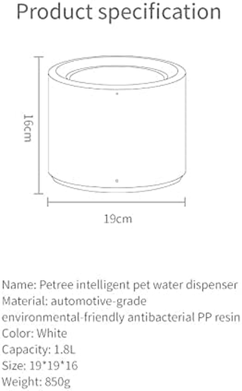 Petree Cat Water Fountain, Pet Water Fountain with USB, Dog Cat Water Fountain Dispenser, Drinking Fountains for Cats and Small Dogs, Anti-Dry Protection, Pink