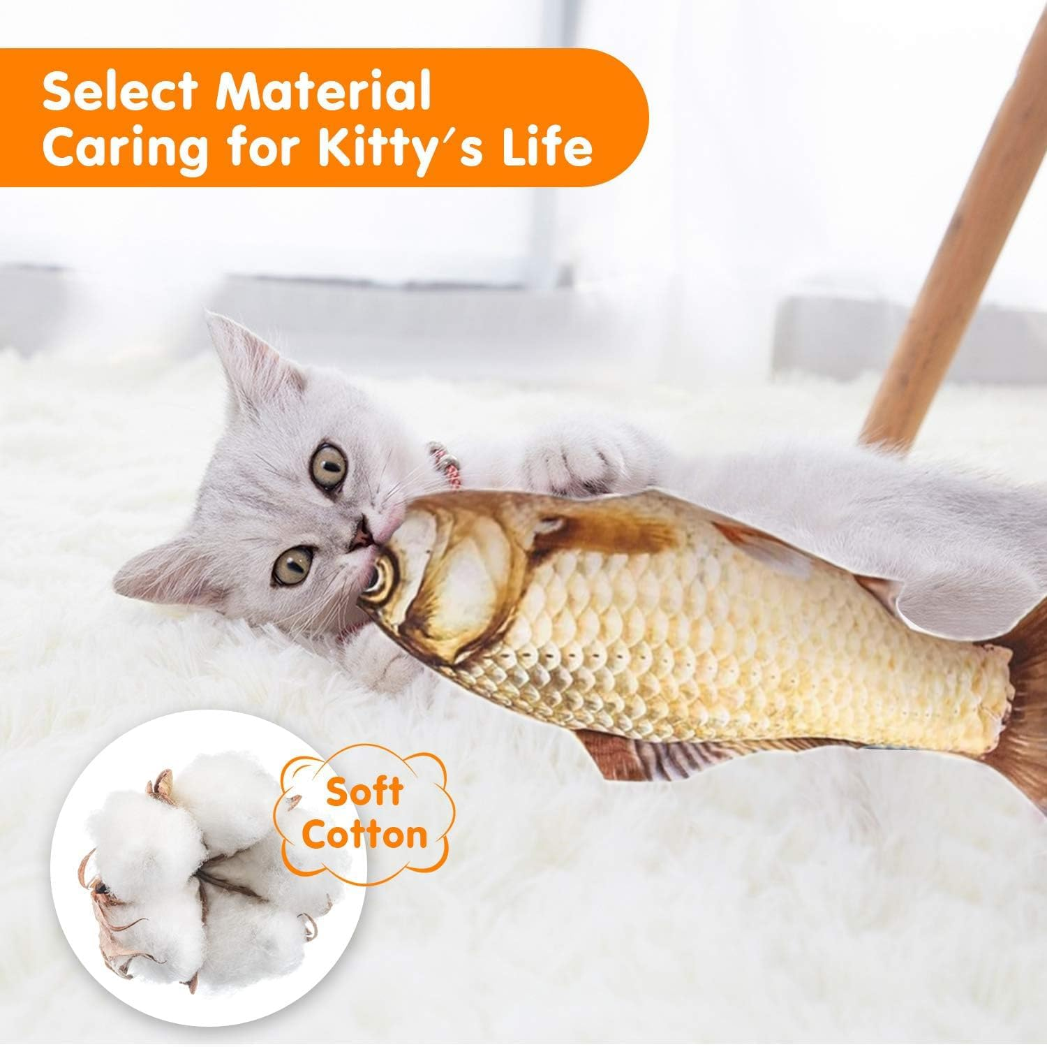 Mumoo Bear Cat Toys - 6 Pack Catnip Fish Toys for Cats, 20Cm Soft Catnip Toy Interactive Plush for Indoor Cat Toys Scratch Chewing Teeth Grinding Pet Pillows for Cats and Kittens image number 5