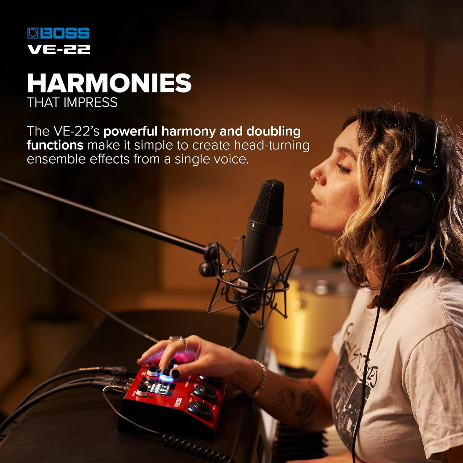 BOSS VE-22 Vocal Performer | Advanced Multi-Effects Processor for Singers | Powerful Harmony & Doubling Functions | Auto Pitch Correction | Ideal for Stage Performance, Recording, Livestreaming & More image number 1