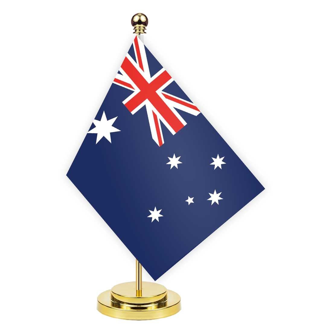 Australia Desk Flag,12 Inch Tall Small Australian Indoor Banner,Tiny Printing Decor for Office Home Table Meeting with Golden Metal Pole Base image number 1