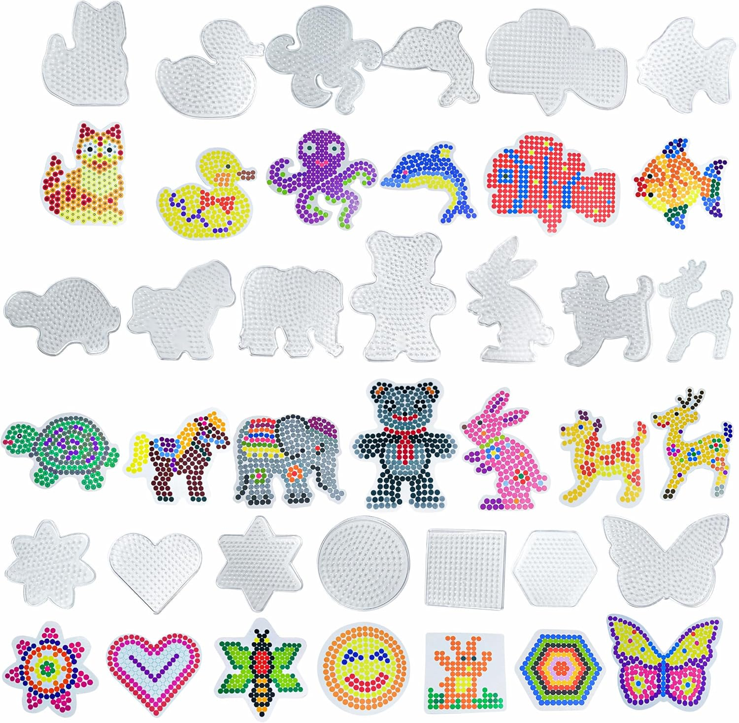 Yowamho 7Pcs 5Mm Fuse Bead Board - 7Pcs Patterns, Squares Can Be Pieced Together, Fuse Beads Pegboards Is Suitable for DIY Crafts. image number 2