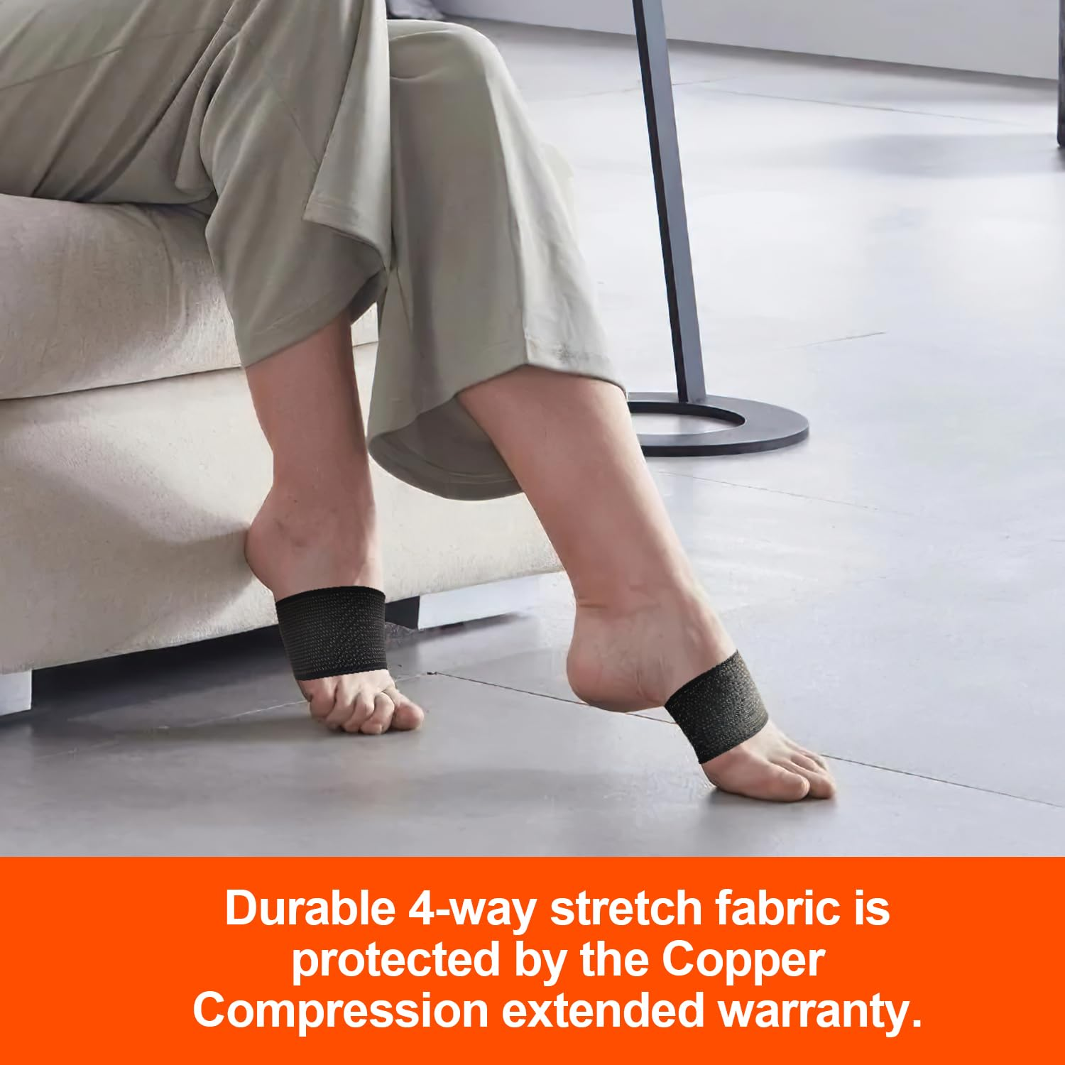 Copper Compression Copper Arch Support - 2 Plantar Fasciitis Braces/Sleeves. H HOME-MART Foot Care, Heel Spurs, Feet Pain Relief, Flat & Fallen Arches, High Arch image number 3