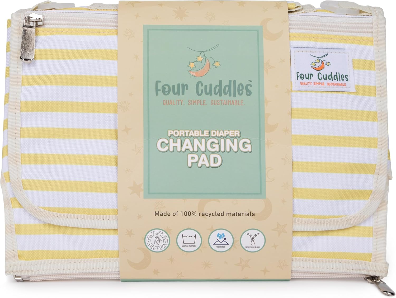 Portable Diaper Changing Pad - Newborn Essentials, Waterproof, Extra Wide & Long, Padded Foldable Wipeable Mat, Travel Bag, Baby Registry Gift, Wipes Pocket, Eco-Friendly (Yellow) image number 6