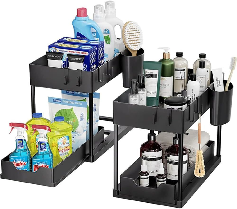Cozy 2 Tier under Sink Storage Rack, Kitchen Storage & Organisation, Bathroom Storage and Pantry Organizer, under Bathroom Cabinet Storage, Multi-Purpose under Sink Shelf Organizer image number 4