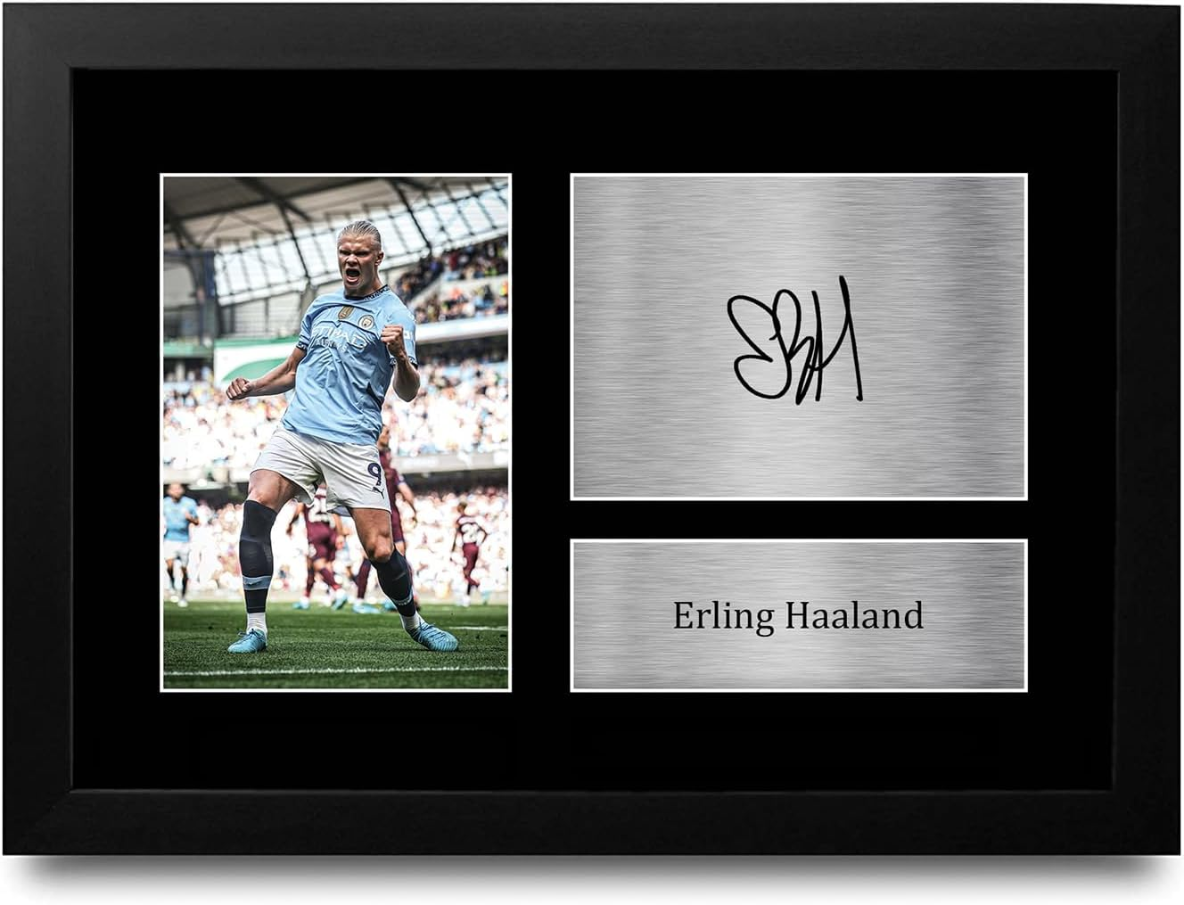 HWC Trading A4 Erling Haaland Manchester City Gifts Autograph Picture Print & Birthday Card Bundle for Football Fans and Supporters
