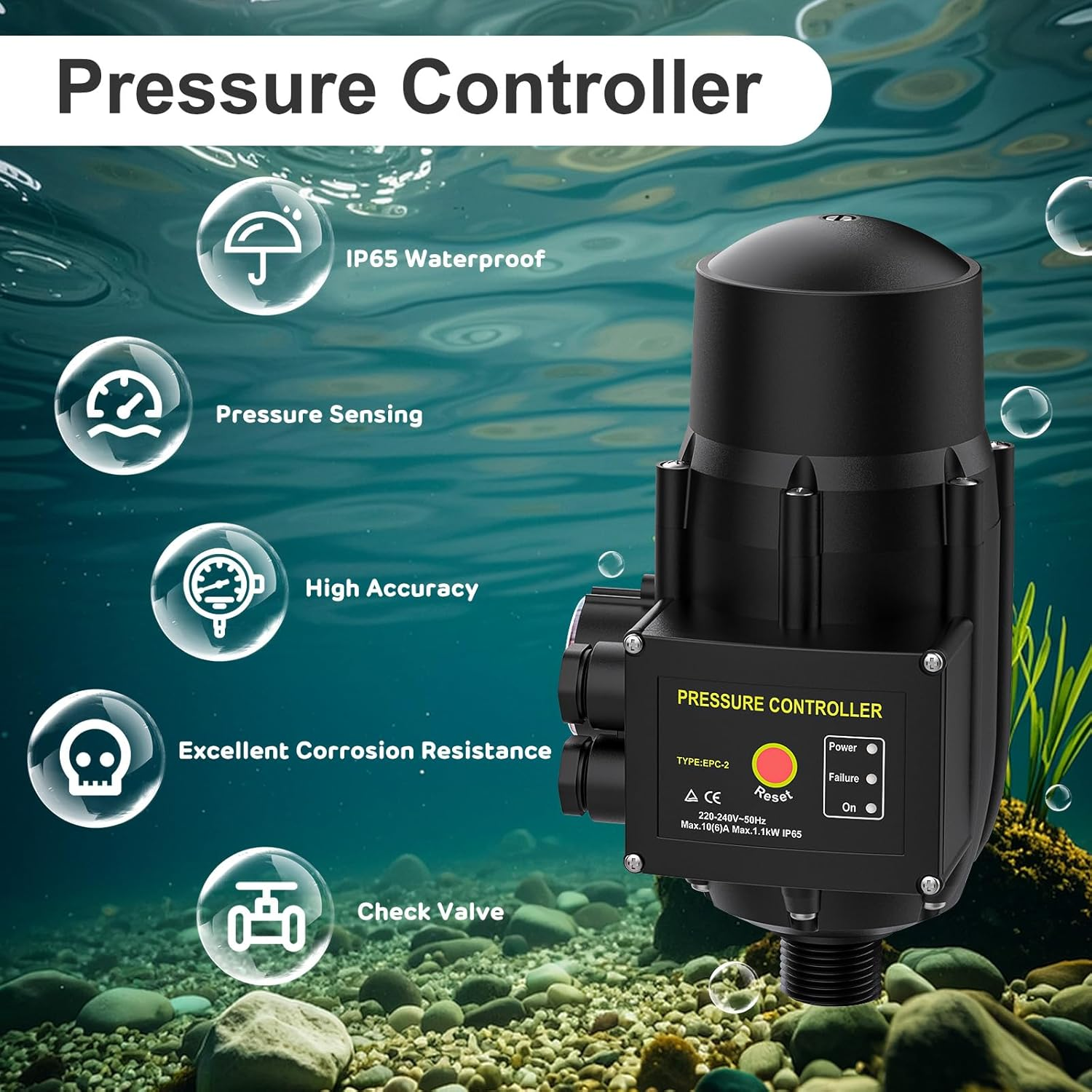 Advwin Water Pump, 2100W Automatic High Pressure Pumps Controller Multi Stage, 2HP Booster Pumps Irrigation image number 1