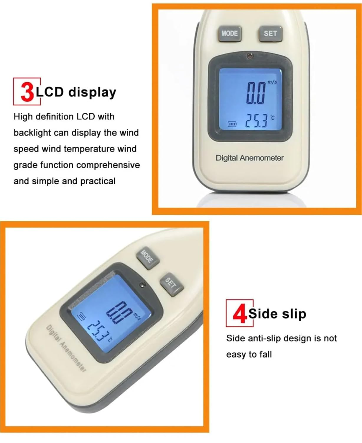 Anemometer, Wind Speed Meter, Windmeter 0-30M/S Mini Handheld Digital Air Velocity Response Wind Speedometer Sensor image number 1