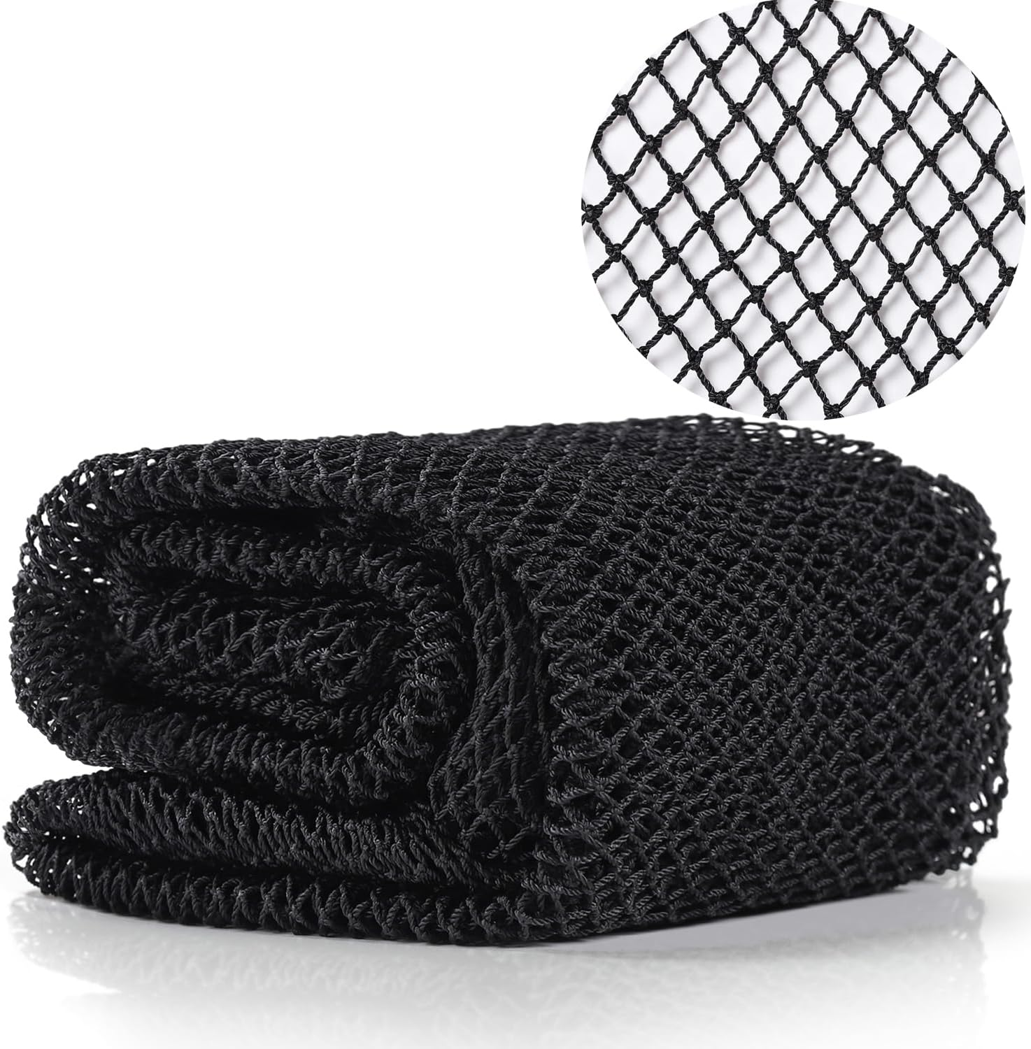JASSINS African Net Long Bath Net Sponge, Bathing Body Exfoliating Shower Body Back Scrubber Skin Smoother,Stretch Length to 66 INCH (Black)